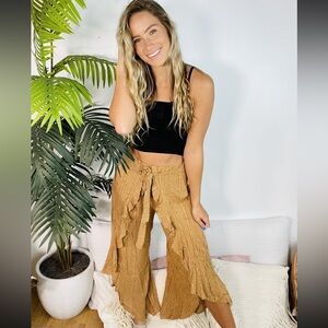 🆕🌿🧡KORI: MUSTARD Tie Front Pants MEDIUM